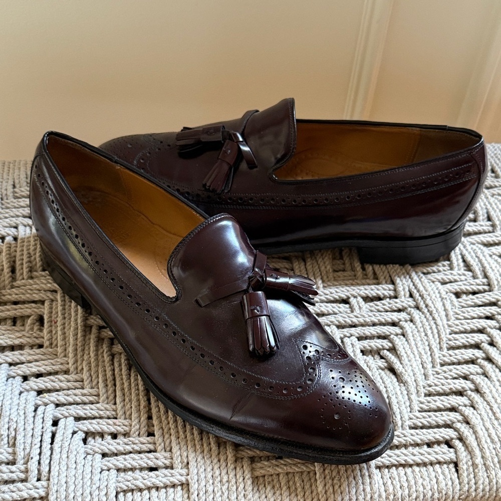 Johnson & Murphy Aristocraft Men's Burgundy Leather Slip On Tassel Loafers 11.5